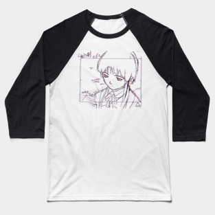 Lain Iwakura 3D Sketch 001 - Black on White Baseball T-Shirt